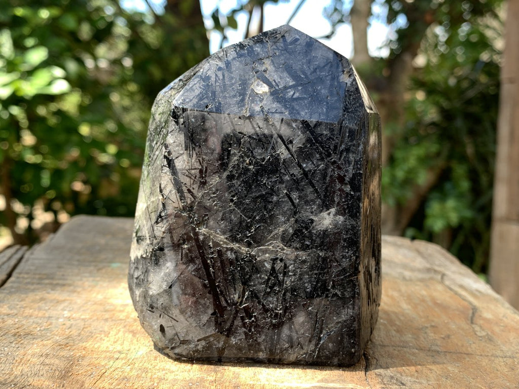 Polished Tourmalinated Inclusion Quartz Crystal x 1 From Madagascar