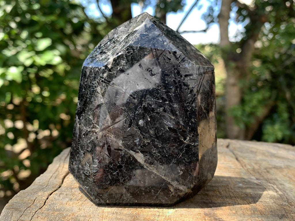 Polished Tourmalinated Inclusion Quartz Crystal x 1 From Madagascar