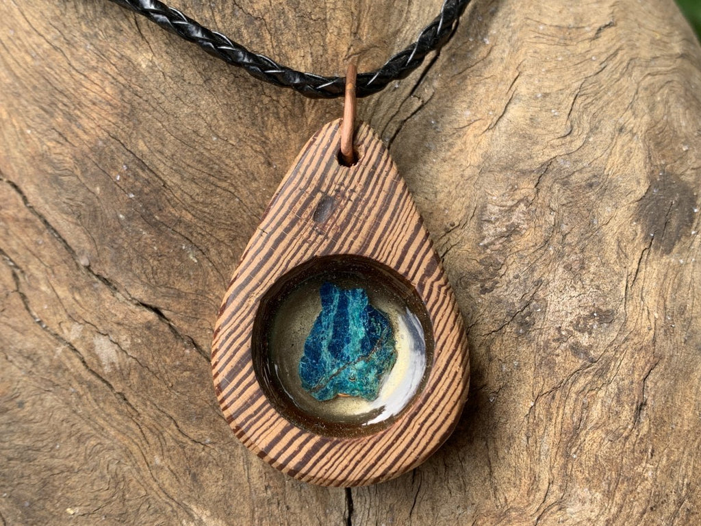 Hand Made Shattuckite and Zebra Wood Necklace - Sold Per Item - From Namibia