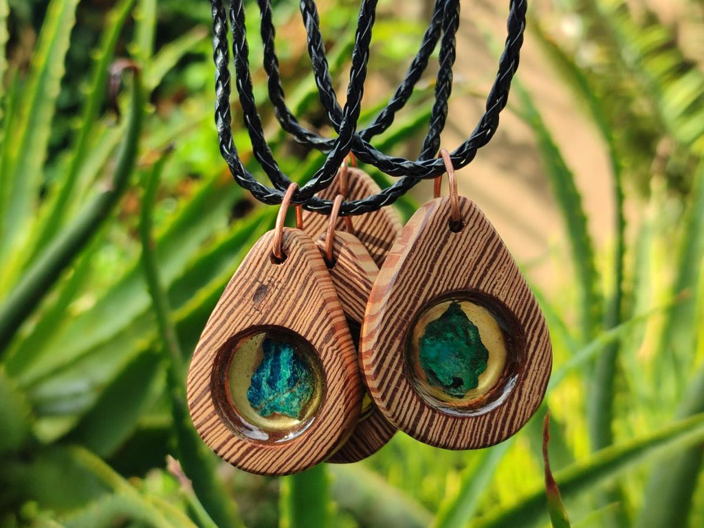 Hand Made Shattuckite and Zebra Wood Necklace - Sold Per Item - From Namibia