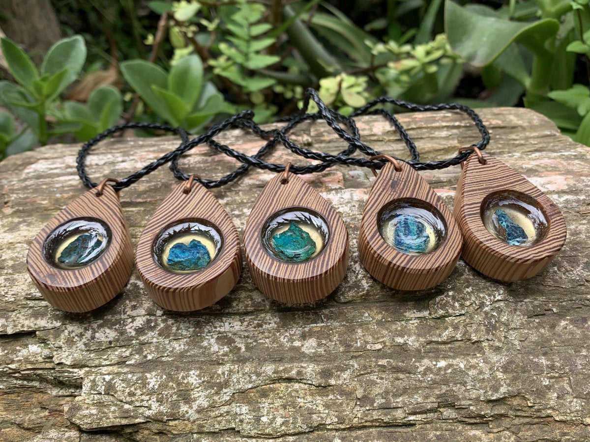 Hand Made Shattuckite and Zebra Wood Necklace - Sold Per Item - From Namibia