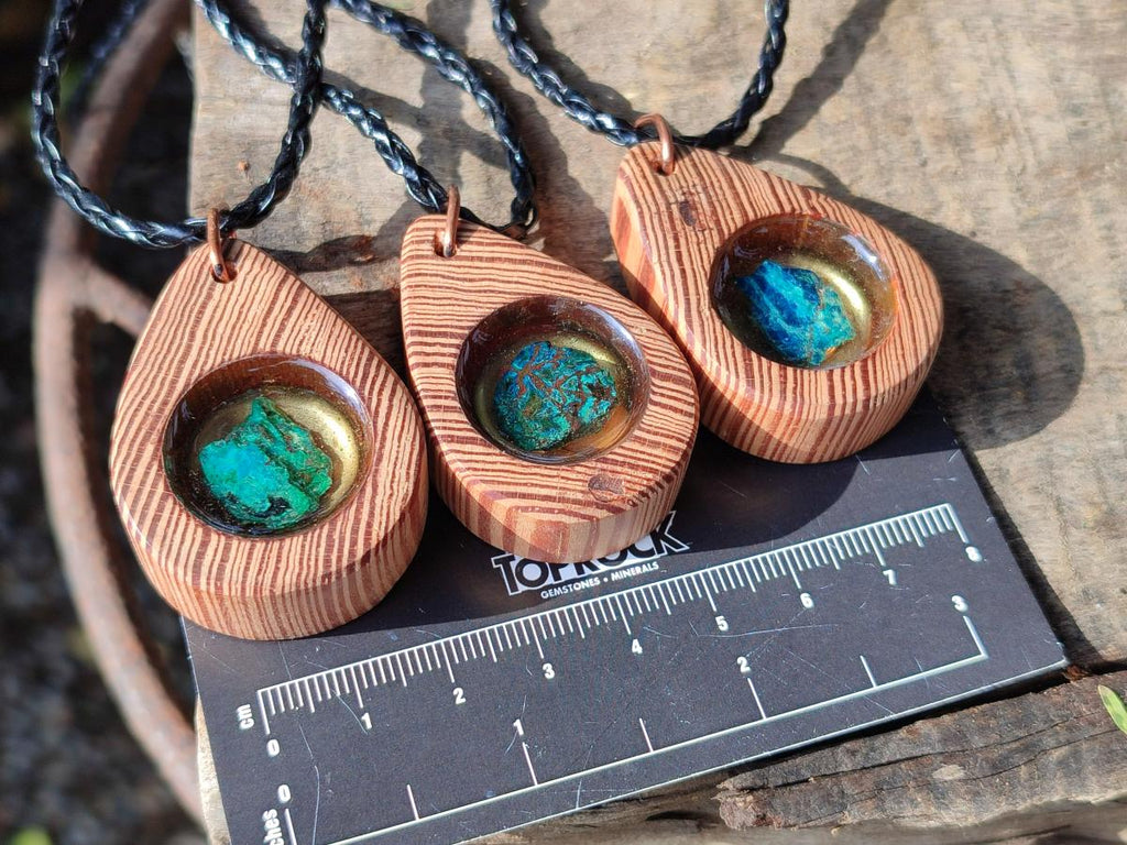 Hand Made Shattuckite and Zebra Wood Necklace - Sold Per Item - From Namibia
