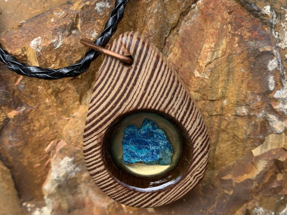 Hand Made Shattuckite and Zebra Wood Necklace - Sold Per Item - From Namibia