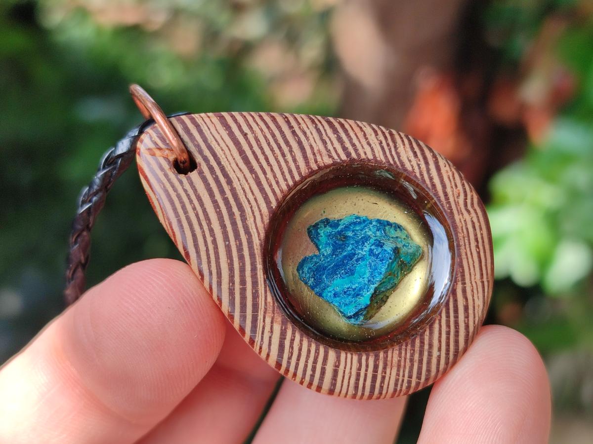 Hand Made Shattuckite and Zebra Wood Necklace - Sold Per Item - From Namibia