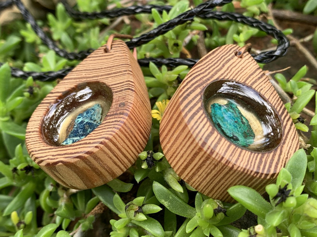 Hand Made Shattuckite and Zebra Wood Necklace - Sold Per Item - From Namibia