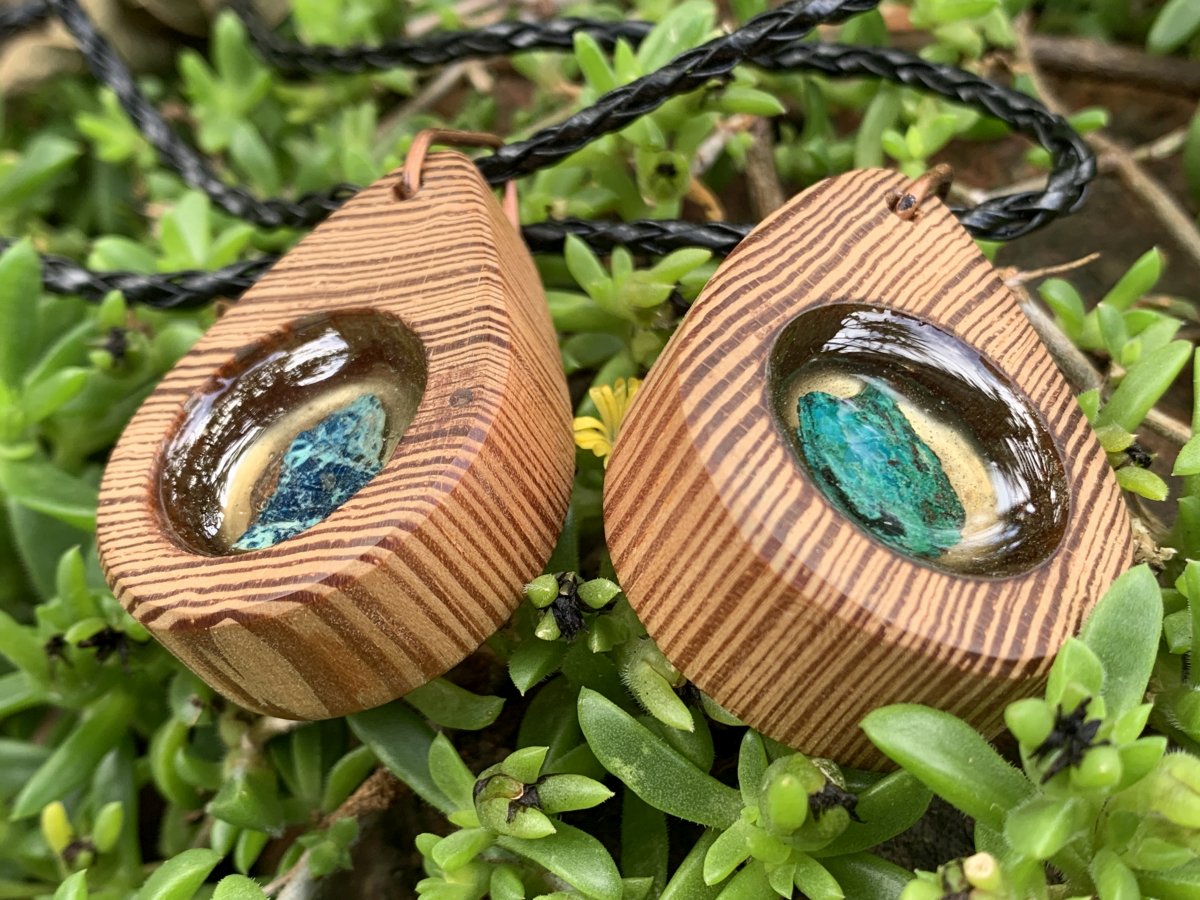 Hand Made Shattuckite and Zebra Wood Necklace - Sold Per Item - From Namibia