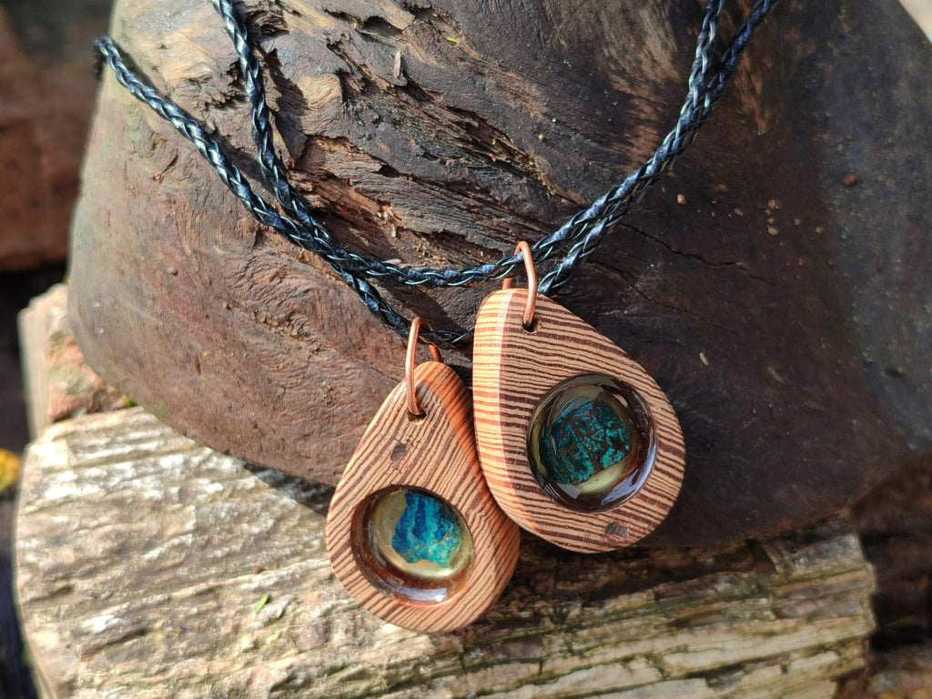 Hand Made Shattuckite and Zebra Wood Necklace - Sold Per Item - From Namibia