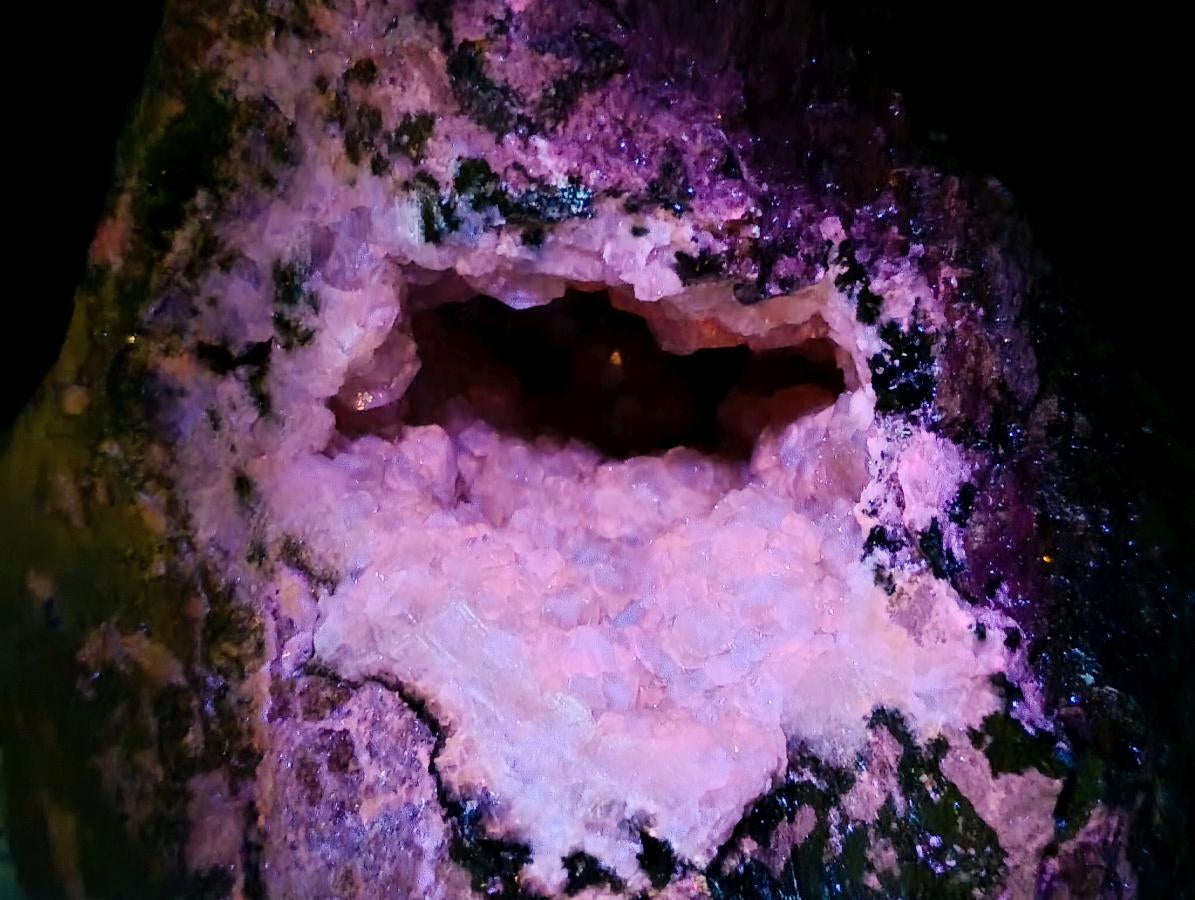 Natural XL Yellow Calcite Geode in a Malachite Matrix x 1 From Mashamba West Mine, Congo