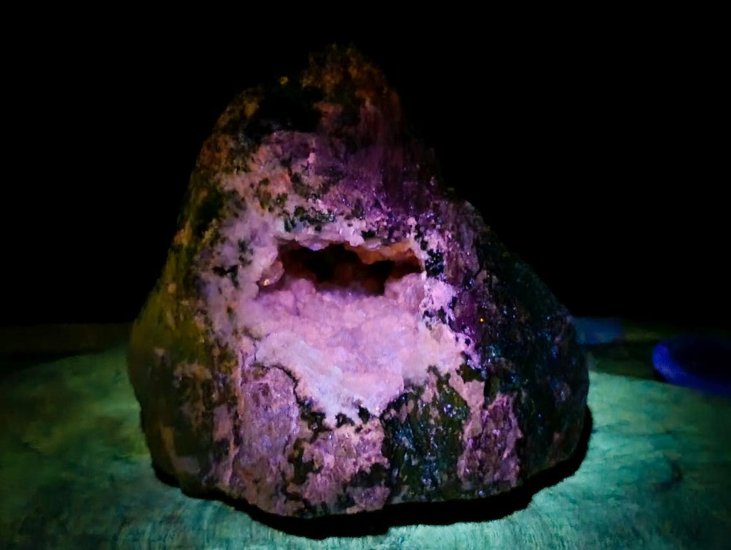 Natural XL Yellow Calcite Geode in a Malachite Matrix x 1 From Mashamba West Mine, Congo