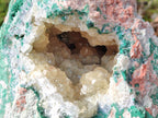 Natural XL Yellow Calcite Geode in a Malachite Matrix x 1 From Mashamba West Mine, Congo