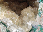 Natural XL Yellow Calcite Geode in a Malachite Matrix x 1 From Mashamba West Mine, Congo