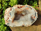 Polished One Side Large Coral Agate Crystalline Centred Standing Geode x 1 From Maintirano, Madagascar