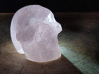 Hand Carved Gemmy Star Rose Quartz Skull Carving x 1 From Ambatondrazaka, Madagascar
