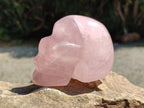 Hand Carved Gemmy Star Rose Quartz Skull Carving x 1 From Ambatondrazaka, Madagascar