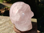 Hand Carved Gemmy Star Rose Quartz Skull Carving x 1 From Ambatondrazaka, Madagascar