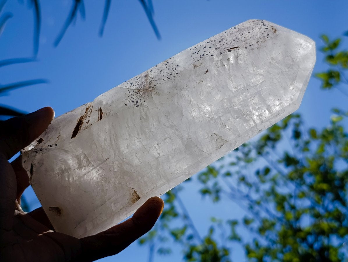 Polished White Quartz Crystal with Inclusions x 1 From Angola
