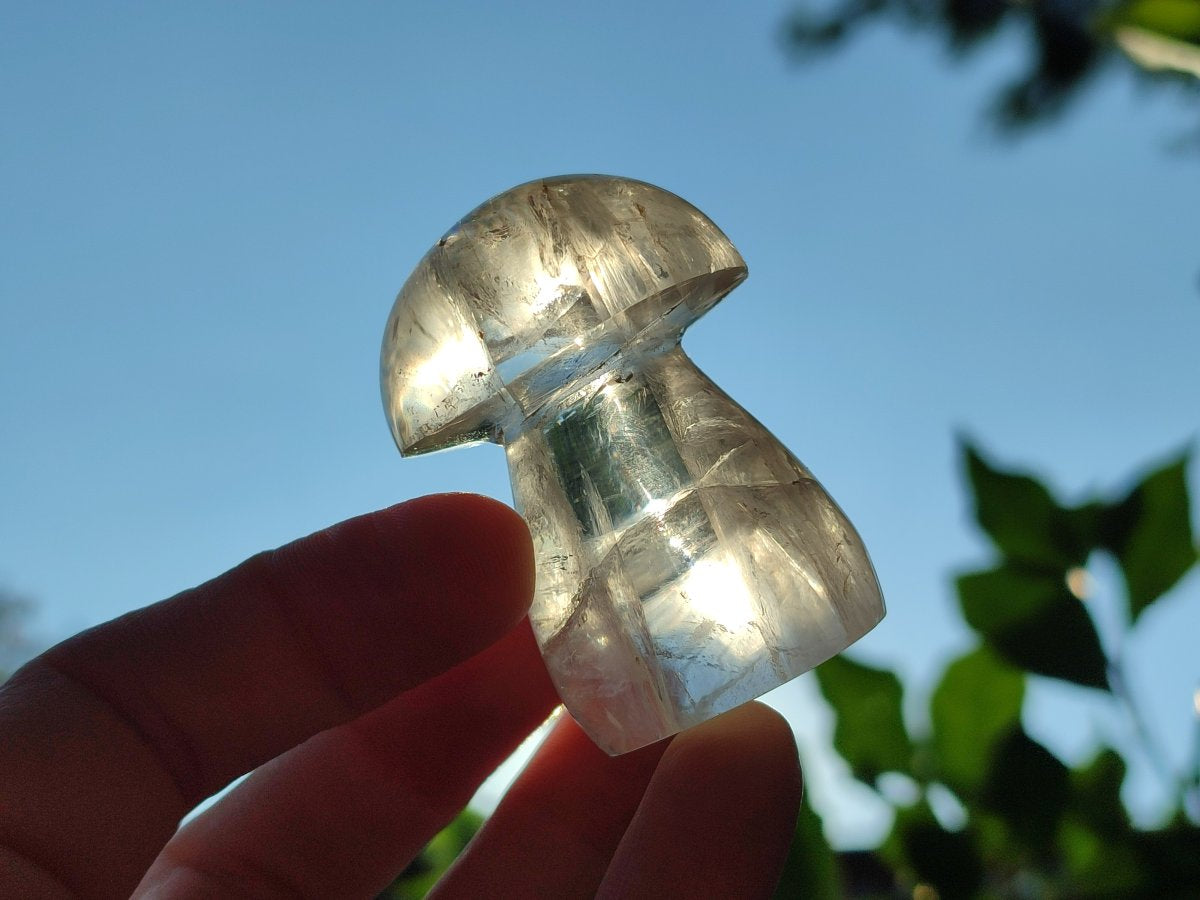 Polished Clear Rock Crystal Mushroom x 1 From Madagascar
