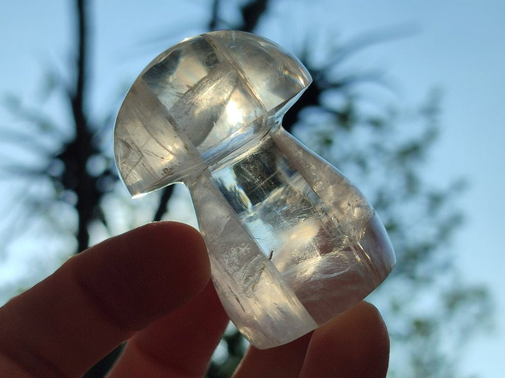 Polished Clear Rock Crystal Mushroom x 1 From Madagascar