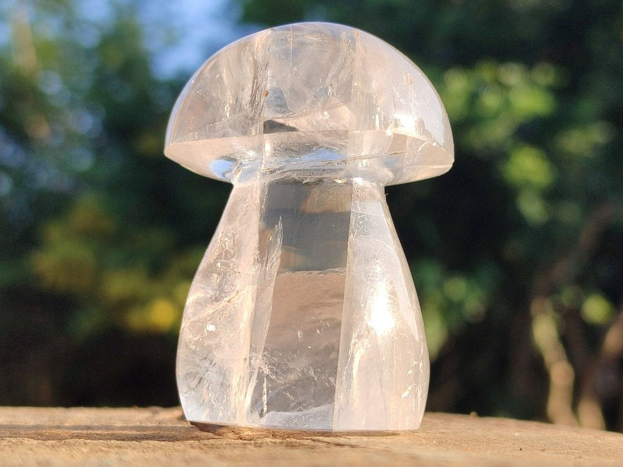 Polished Clear Rock Crystal Mushroom x 1 From Madagascar