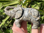 Polished Pair of Snakeskin Rhyolite Jasper Elephant Carvings x 1 From Australia