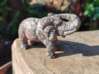 Polished Pair of Snakeskin Rhyolite Jasper Elephant Carvings x 1 From Australia