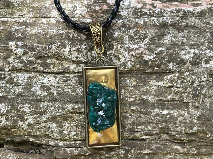 Hand Made Emerald Green Dioptase Specimen Necklace x 1 From Likasi, Congo