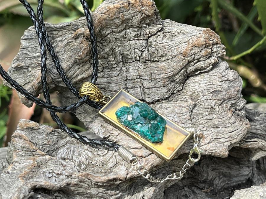 Hand Made Emerald Green Dioptase Specimen Necklace x 1 From Likasi, Congo