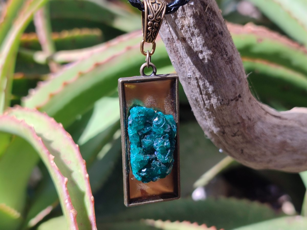 Hand Made Emerald Green Dioptase Specimen Necklace x 1 From Likasi, Congo