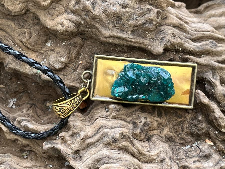Hand Made Emerald Green Dioptase Specimen Necklace x 1 From Likasi, Congo