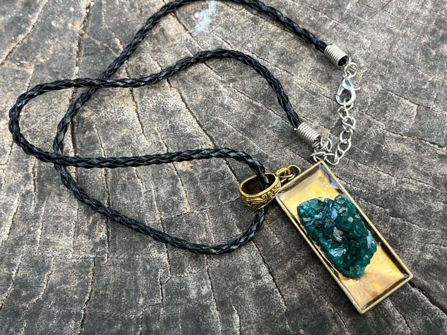Hand Made Emerald Green Dioptase Specimen Necklace x 1 From Likasi, Congo