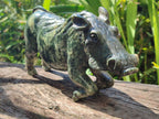 Hand Made Large Leopard Stone Warthog Carving x 1 From Nyanga, Zimbabwe
