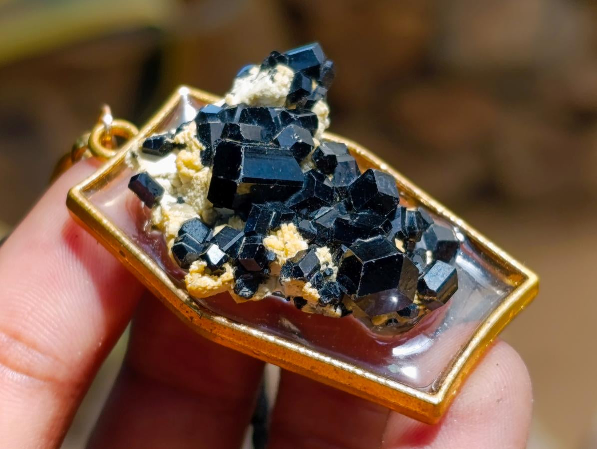 Hand Made Schorl Black Tourmaline Cluster Necklace x 1 From Erongo, Namibia