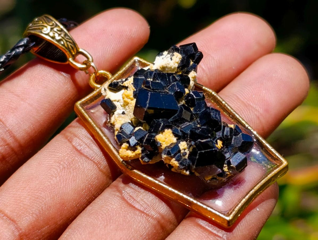 Hand Made Schorl Black Tourmaline Cluster Necklace x 1 From Erongo, Namibia