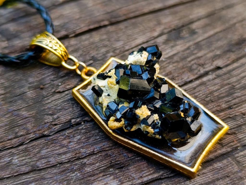Hand Made Schorl Black Tourmaline Cluster Necklace x 1 From Erongo, Namibia