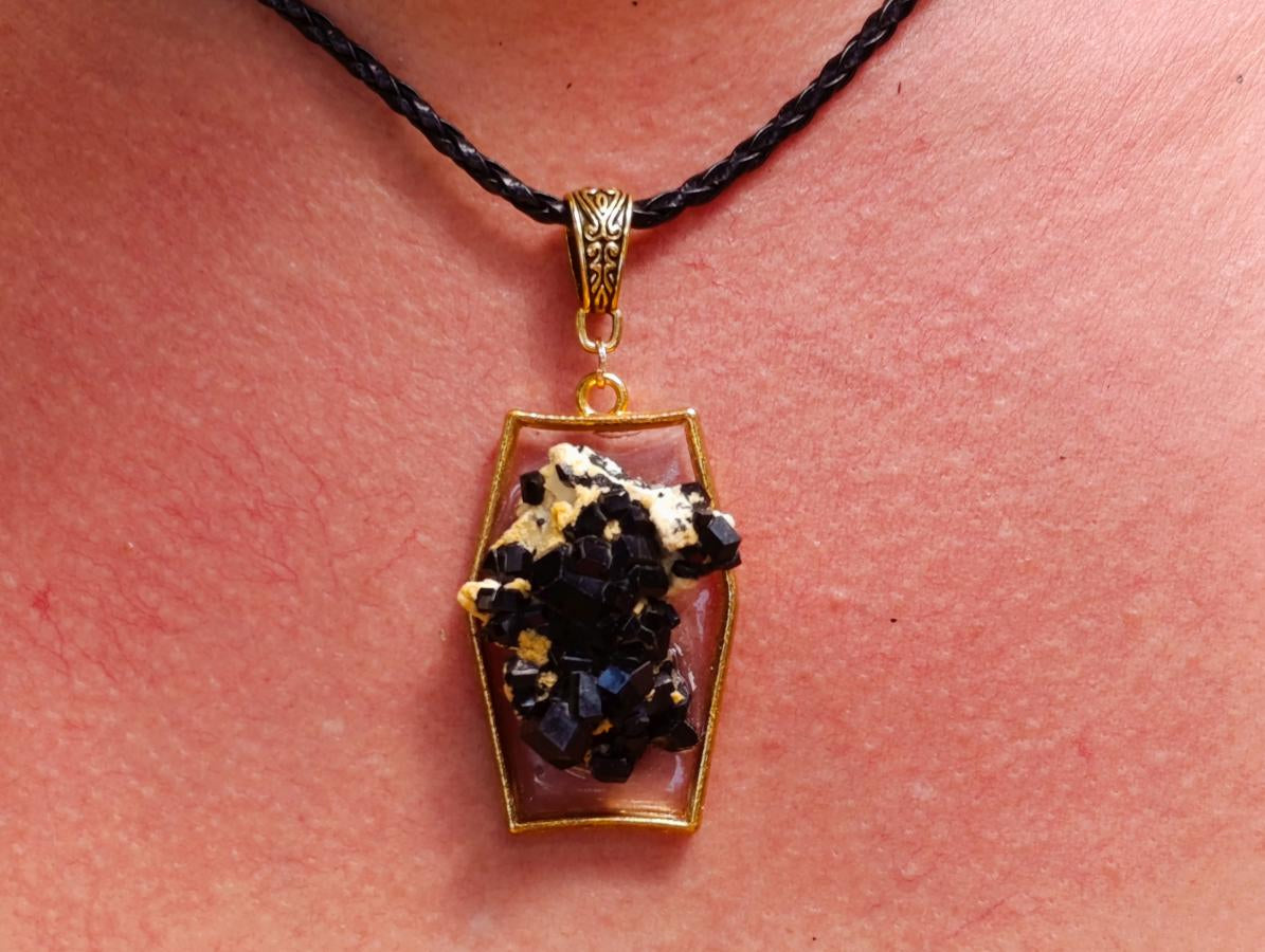 Hand Made Schorl Black Tourmaline Cluster Necklace x 1 From Erongo, Namibia