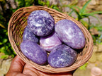 Polished Bouquet Basket Set of 6 Lepidolite Palm Stones x 1 From Zimbabwe