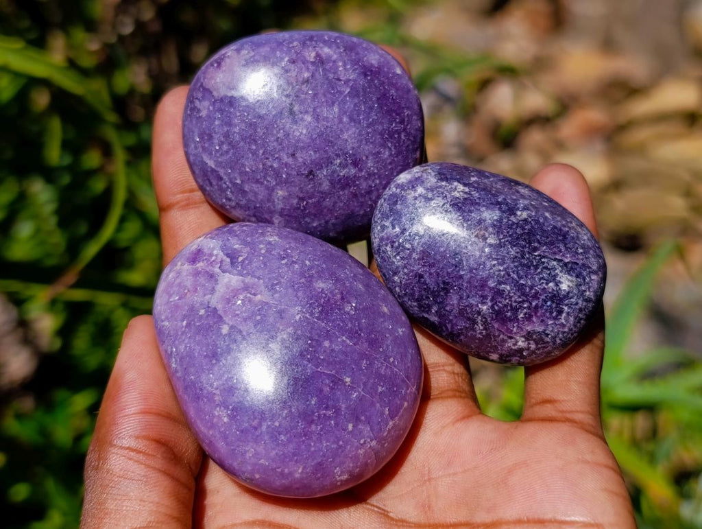 Polished Bouquet Basket Set of 6 Lepidolite Palm Stones x 1 From Zimbabwe