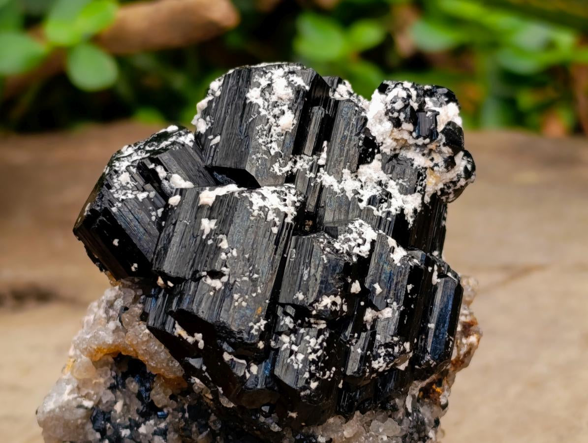 Natural Schorl Black Tourmaline Specimen with Feldspar and Smokey Quartz x 1 From Erongo, Namibia
