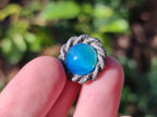 Hand Made Pair of Blue Onyx Cabochon Earrings in Silver Surgical Steel - Sold Per Pair - From China