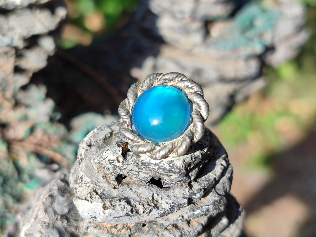 Hand Made Pair of Blue Onyx Cabochon Earrings in Silver Surgical Steel - Sold Per Pair - From China