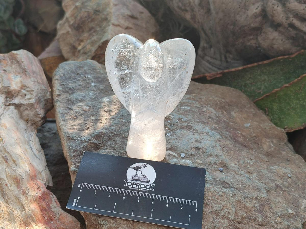 Hand Made Rock Crystal Angel Carving x 1 From Madagascar