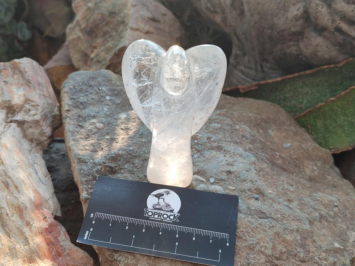 Hand Made Rock Crystal Angel Carving x 1 From Madagascar