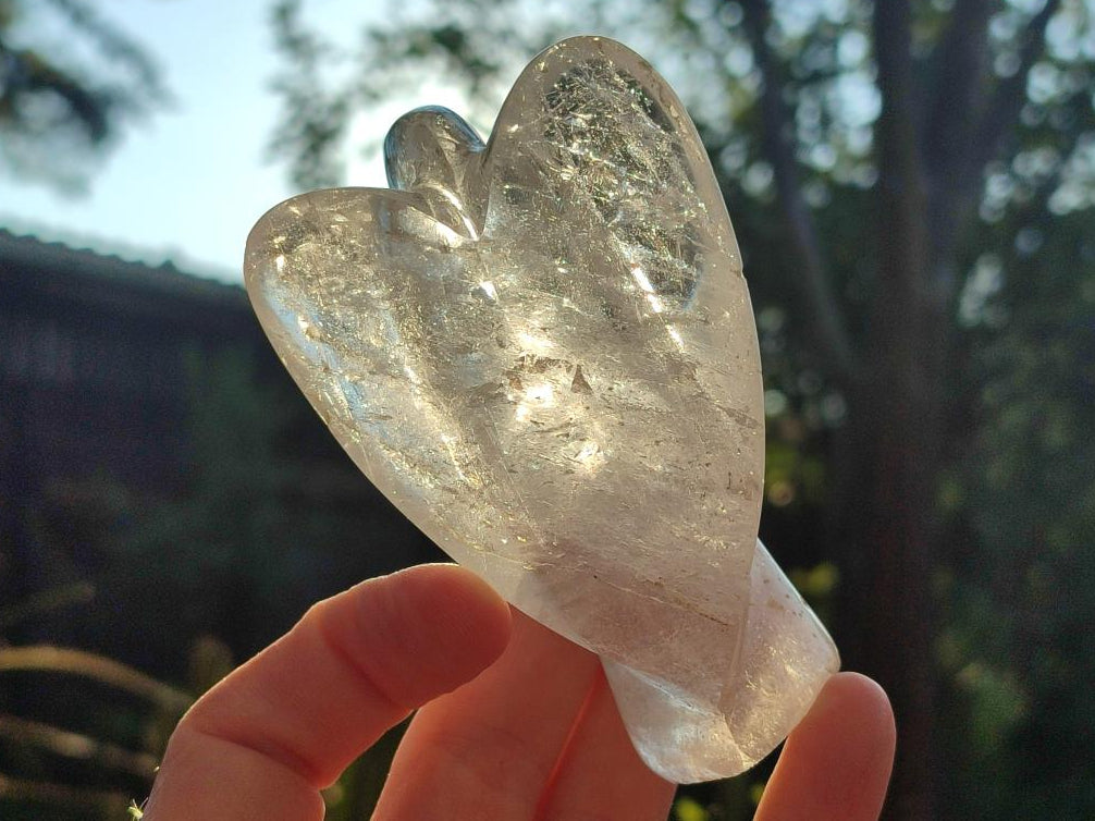 Hand Made Rock Crystal Angel Carving x 1 From Madagascar