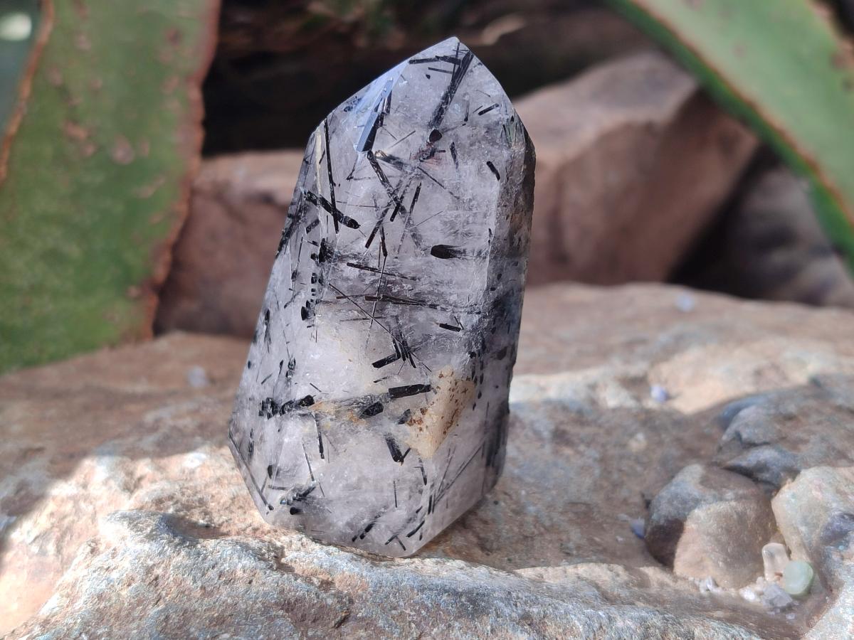 Polished Tourmalinated Inclusion Quartz Crystal x 1 From Madagascar