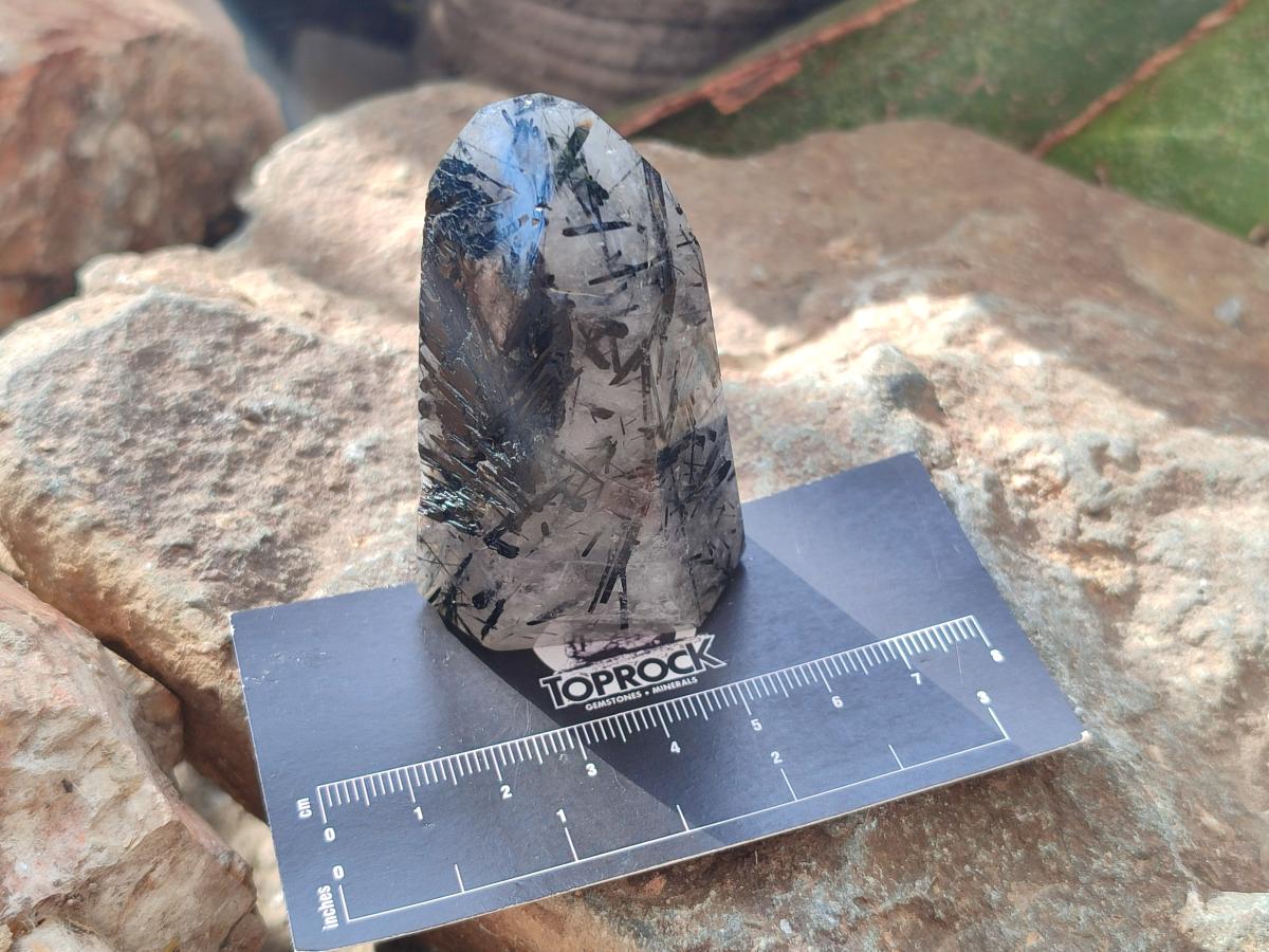 Polished Tourmalinated Inclusion Quartz Crystal x 1 From Madagascar