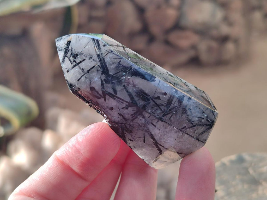 Polished Tourmalinated Inclusion Quartz Crystal x 1 From Madagascar