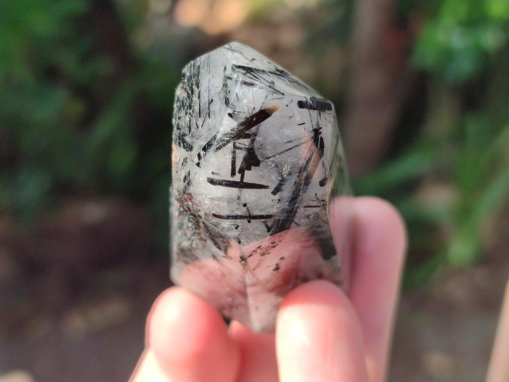Polished Tourmalinated Inclusion Quartz Crystal x 1 From Madagascar