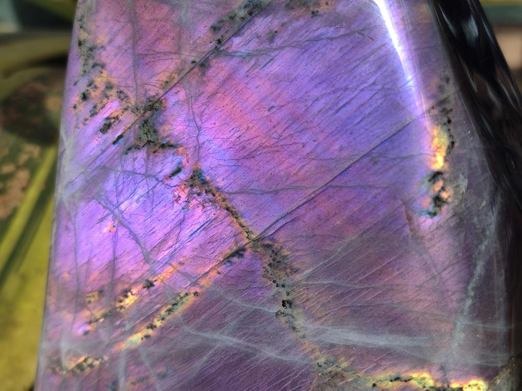 Polished XL Purple Sunset Labradorite Standing Free Form x 1 From Tulear, Madagascar