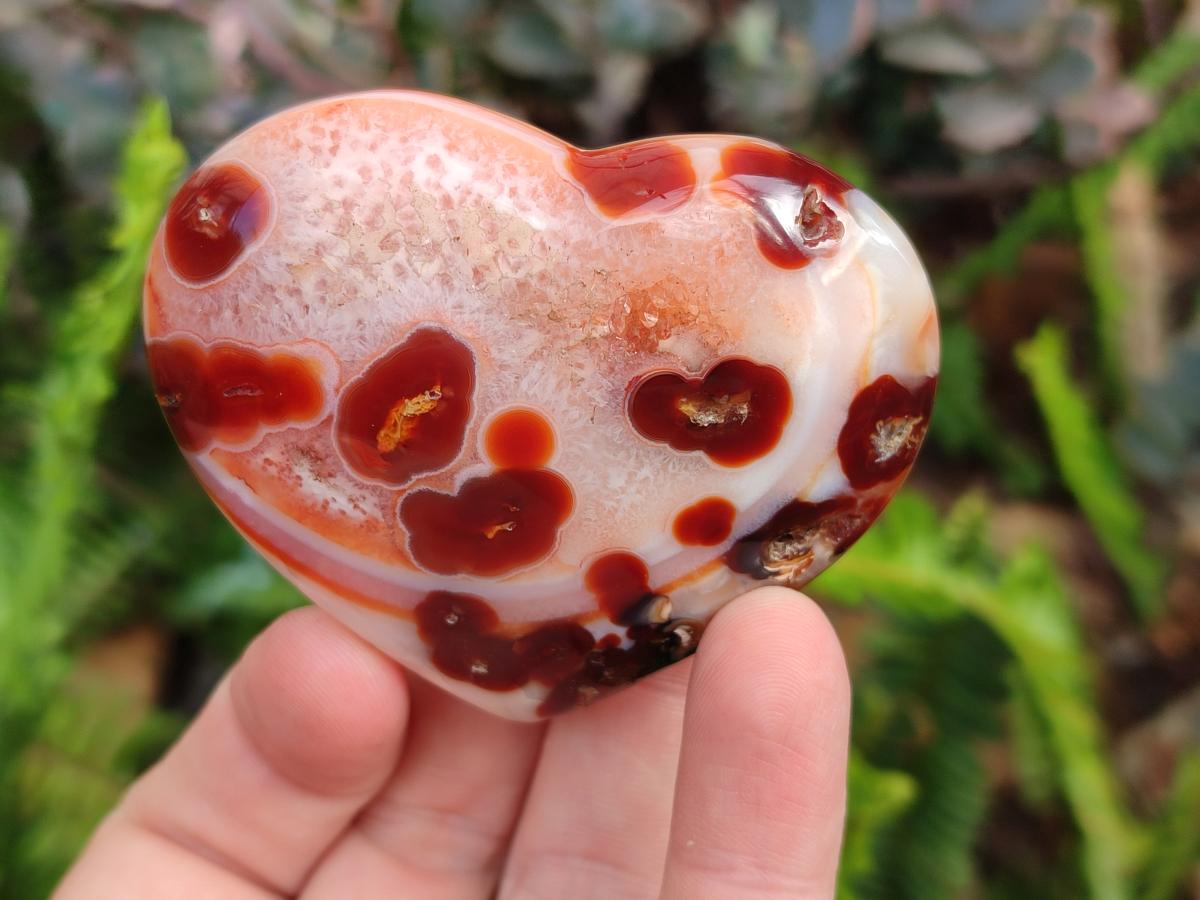 Polished Red Spotty Carnelian Gemstone Heart x 1 From Madagascar