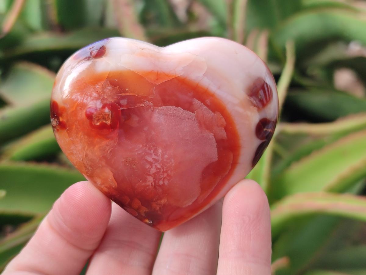 Polished Red Spotty Carnelian Gemstone Heart x 1 From Madagascar